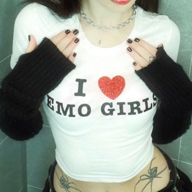 I Love Emo Girls T Shirt Y2k Aesthetics Emo T Shirt -  Israel