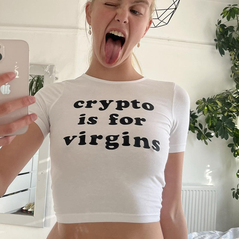 CRYPTO IS FOR VIRGINS Cropped Baby Tee